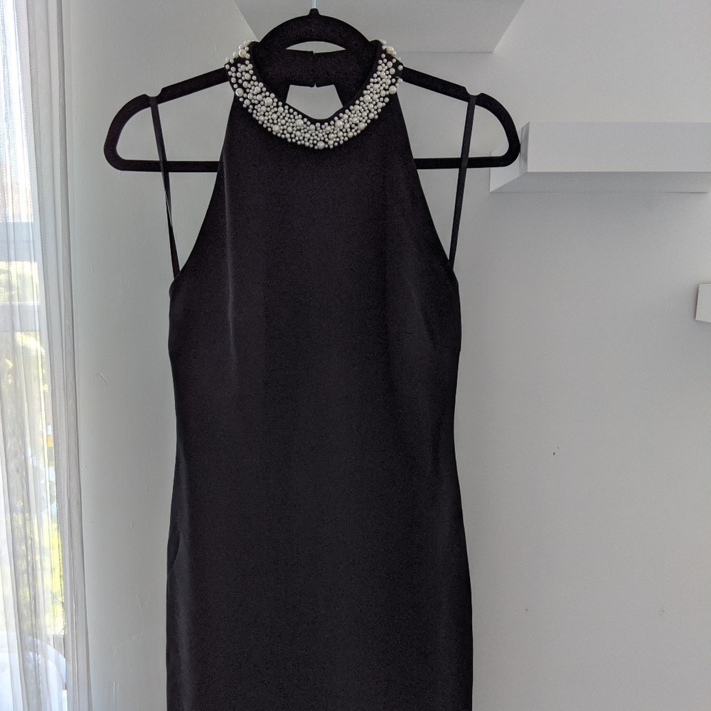 NWT Karl Lagerfeld Pearl Collar High-Neck Dress